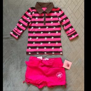 NWT country club Beverly Hills Polo Club Pink Brown Stripe Set